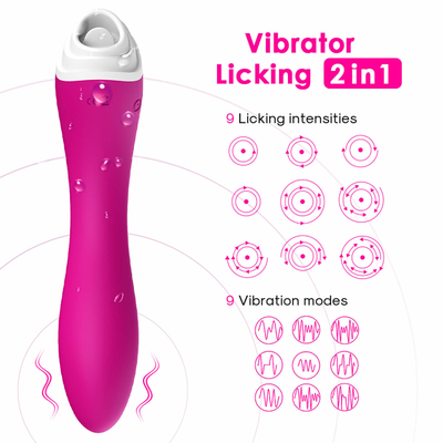 محرک زبان لیس ویبراتور Dildo , ماساژور ضد آب تحریک کننده واژن