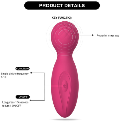 FDA سیلیکون قرمز 4 اینچ Dildo Body Wand Massager صورتی بی سیم ماساژور پشت IPX6