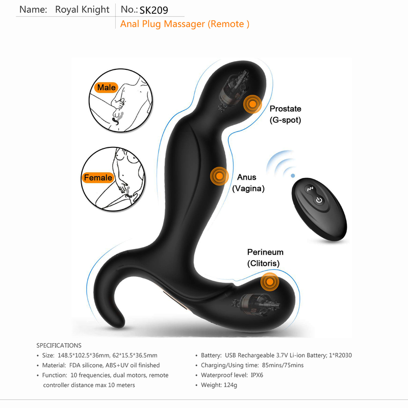 ODM OEM 80 Mins کنترل از راه دور بزرگسالان اسباب بازی Prostate Anal Vibrator Li Ion